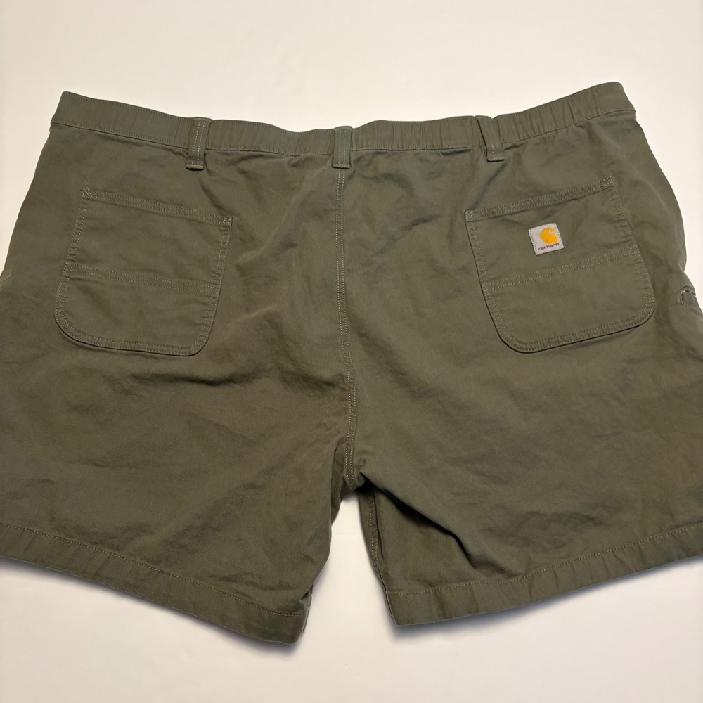 Carhartt Canvas Cargo Shorts Mens 54 Olive Green Relaxed Fit Elastic Waist 0439